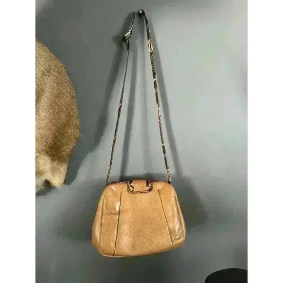 Sharif Vintage Leather Purse Shoulder/Crossbody Western Camel Tan Snakeskin USA‎ - Picture 5 of 14